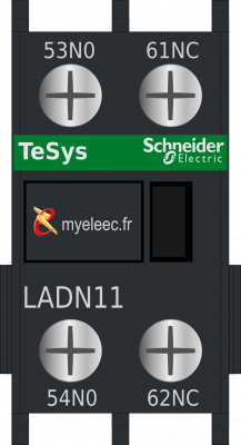 Auxiliaires Schneider Tesys Deca bloc contacts auxiliaires frontaux - 1F+1O LADN11.png