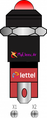 Lettel voyant LED 230V diam 8 mm _Corps aluminium noir _Rouge avec bornes.png
