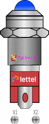 Lettel voyant LED 230V diam 8 mm _Corps laiton nickelé _Bleu avec bornes.png