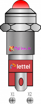 Lettel voyant LED 230V diam 8 mm _Corps laiton nickelé _Rouge avec bornes.png
