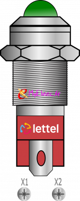 Lettel voyant LED 230V diam 8 mm _Corps laiton nickelé _Vert avec bornes.png